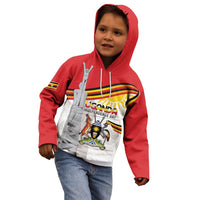 Personalized Uganda Independence Day Kid Hoodie Independence Monument - Coat Of Arms - Wonder Print Shop