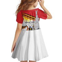 Personalized Uganda Independence Day Kid Short Sleeve Dress Independence Monument - Coat Of Arms - Wonder Print Shop