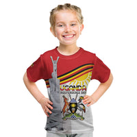 Personalized Uganda Independence Day Kid T Shirt Independence Monument - Coat Of Arms - Wonder Print Shop