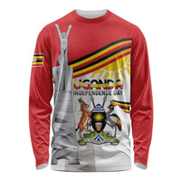 Personalized Uganda Independence Day Long Sleeve Shirt Independence Monument - Coat Of Arms - Wonder Print Shop