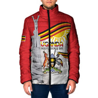 Personalized Uganda Independence Day Padded Jacket Independence Monument - Coat Of Arms - Wonder Print Shop