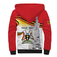 Personalized Uganda Independence Day Sherpa Hoodie Independence Monument - Coat Of Arms - Wonder Print Shop