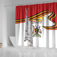 Uganda Independence Day Shower Curtain Independence Monument - Coat Of Arms - Wonder Print Shop