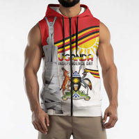 Personalized Uganda Independence Day Sleeveless Zip Hoodie Independence Monument - Coat Of Arms - Wonder Print Shop