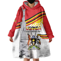 Personalized Uganda Independence Day Wearable Blanket Hoodie Independence Monument - Coat Of Arms - Wonder Print Shop