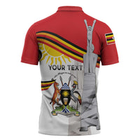 Personalized Uganda Independence Day Zipper Polo Shirt Independence Monument - Coat Of Arms - Wonder Print Shop