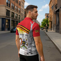 Personalized Uganda Independence Day Zipper Polo Shirt Independence Monument - Coat Of Arms - Wonder Print Shop
