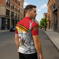 Personalized Uganda Independence Day Zipper Polo Shirt Independence Monument - Coat Of Arms - Wonder Print Shop