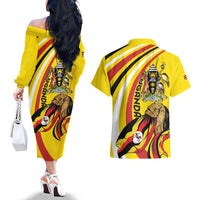 Uganda Couples Matching Off The Shoulder Long Sleeve Dress and Hawaiian Shirt 63rd Anniversary Of Independence - Wonder Print Shop