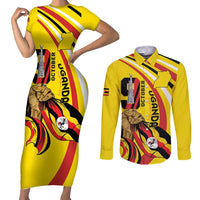 Uganda Couples Matching Short Sleeve Bodycon Dress and Long Sleeve Button Shirt 63rd Anniversary Of Independence - Wonder Print Shop