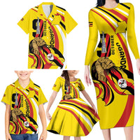 Uganda Family Matching Long Sleeve Bodycon Dress and Hawaiian Shirt 63rd Anniversary Of Independence - Wonder Print Shop