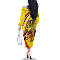 Uganda Family Matching Off The Shoulder Long Sleeve Dress and Hawaiian Shirt 63rd Anniversary Of Independence - Wonder Print Shop