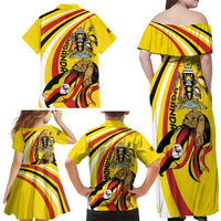 Uganda Family Matching Off Shoulder Maxi Dress and Hawaiian Shirt 63rd Anniversary Of Independence - Wonder Print Shop