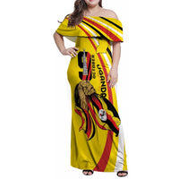 Uganda Family Matching Off Shoulder Maxi Dress and Hawaiian Shirt 63rd Anniversary Of Independence - Wonder Print Shop