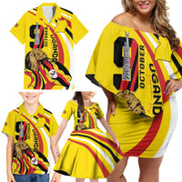 Uganda Family Matching Off Shoulder Short Dress and Hawaiian Shirt 63rd Anniversary Of Independence - Wonder Print Shop