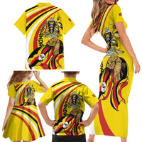 Uganda Family Matching Short Sleeve Bodycon Dress and Hawaiian Shirt 63rd Anniversary Of Independence - Wonder Print Shop
