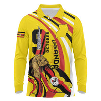Uganda Long Sleeve Polo Shirt 63rd Anniversary Of Independence - Wonder Print Shop