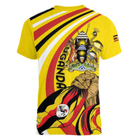 Uganda Women V-Neck T-Shirt 63rd Anniversary Of Independence - Wonder Print Shop