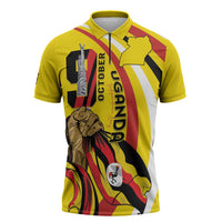 Uganda Zipper Polo Shirt 63rd Anniversary Of Independence - Wonder Print Shop