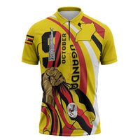Uganda Zipper Polo Shirt 63rd Anniversary Of Independence - Wonder Print Shop