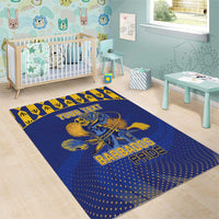 Custom Barbados Pride Cricket Area Rug Dwarf Poinciana Flower Sporty Style - Wonder Print Shop