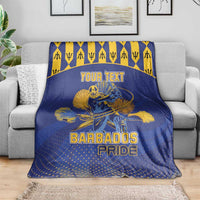 Custom Barbados Pride Cricket Blanket Dwarf Poinciana Flower Sporty Style