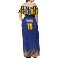 Custom Barbados Pride Cricket Family Matching Off Shoulder Maxi Dress and Hawaiian Shirt Dwarf Poinciana Flower Sporty Style - Wonder Print Shop