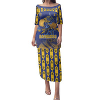 Custom Barbados Pride Cricket Family Matching Puletasi and Hawaiian Shirt Dwarf Poinciana Flower Sporty Style - Wonder Print Shop