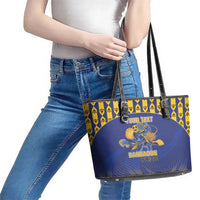 Custom Barbados Pride Cricket Leather Tote Bag Dwarf Poinciana Flower Sporty Style - Wonder Print Shop