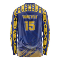 Custom Barbados Pride Cricket Long Sleeve Shirt Dwarf Poinciana Flower Sporty Style - Wonder Print Shop