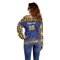 Custom Barbados Pride Cricket Off Shoulder Sweater Dwarf Poinciana Flower Sporty Style - Wonder Print Shop