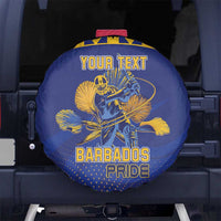 Custom Barbados Pride Cricket Spare Tire Cover Dwarf Poinciana Flower Sporty Style - Wonder Print Shop