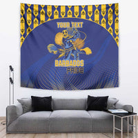 Custom Barbados Pride Cricket Tapestry Dwarf Poinciana Flower Sporty Style - Wonder Print Shop