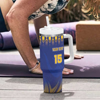 Custom Barbados Cricket Tumbler With Handle Dwarf Poinciana Flower Sporty Style - Wonder Print Shop