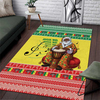 Senegal Christmas Area Rug Black Santa Playing Djembe Drum - Wonder Print Shop