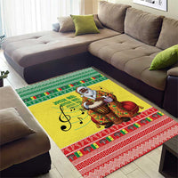 Senegal Christmas Area Rug Black Santa Playing Djembe Drum - Wonder Print Shop