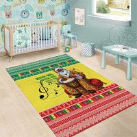 Senegal Christmas Area Rug Black Santa Playing Djembe Drum - Wonder Print Shop
