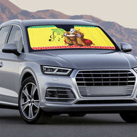 Senegal Christmas Auto Sun Shade Black Santa Playing Djembe Drum - Wonder Print Shop