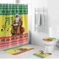 Senegal Christmas Bathroom Set Black Santa Playing Djembe Drum - Wonder Print Shop