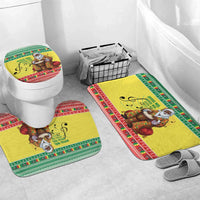 Senegal Christmas Bathroom Set Black Santa Playing Djembe Drum - Wonder Print Shop