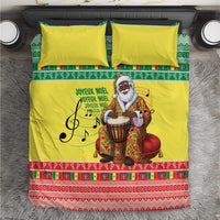 Senegal Christmas Bedding Set Black Santa Playing Djembe Drum - Wonder Print Shop