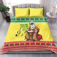 Senegal Christmas Bedding Set Black Santa Playing Djembe Drum - Wonder Print Shop