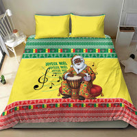 Senegal Christmas Bedding Set Black Santa Playing Djembe Drum - Wonder Print Shop