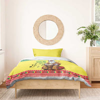 Senegal Christmas Bedding Set Black Santa Playing Djembe Drum - Wonder Print Shop