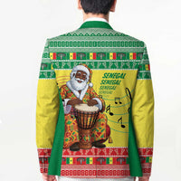 Senegal Christmas Blazer Black Santa Playing Djembe Drum - Wonder Print Shop