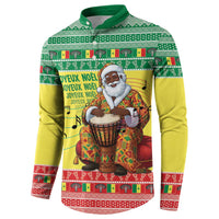 Senegal Christmas Button Sweatshirt Black Santa Playing Djembe Drum - Wonder Print Shop
