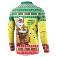 Senegal Christmas Button Sweatshirt Black Santa Playing Djembe Drum - Wonder Print Shop