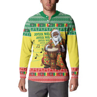 Senegal Christmas Button Sweatshirt Black Santa Playing Djembe Drum - Wonder Print Shop