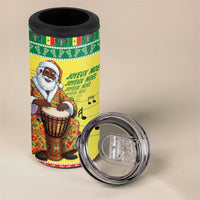 Senegal Christmas 4 in 1 Can Cooler Tumbler Black Santa Playing Djembe Drum - Wonder Print Shop