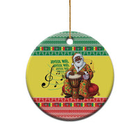 Senegal Christmas Ceramic Ornament Black Santa Playing Djembe Drum - Wonder Print Shop